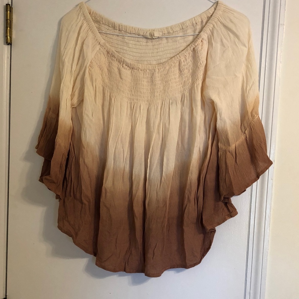 Off the shoulder, ombré shirt